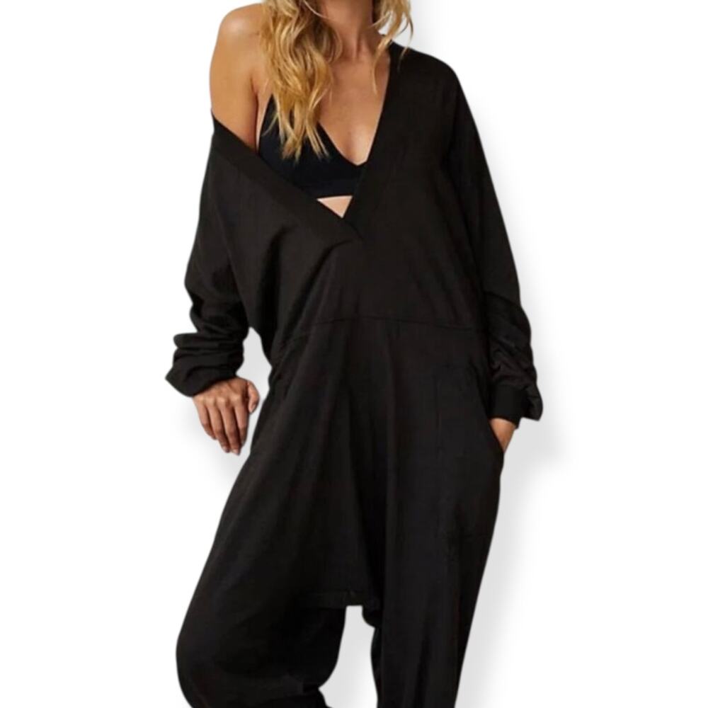 NWT Intimately Free People women's black Just Because onesie jumpsuit Small